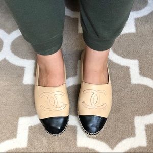 Chanel Nude and Black Espadrilles